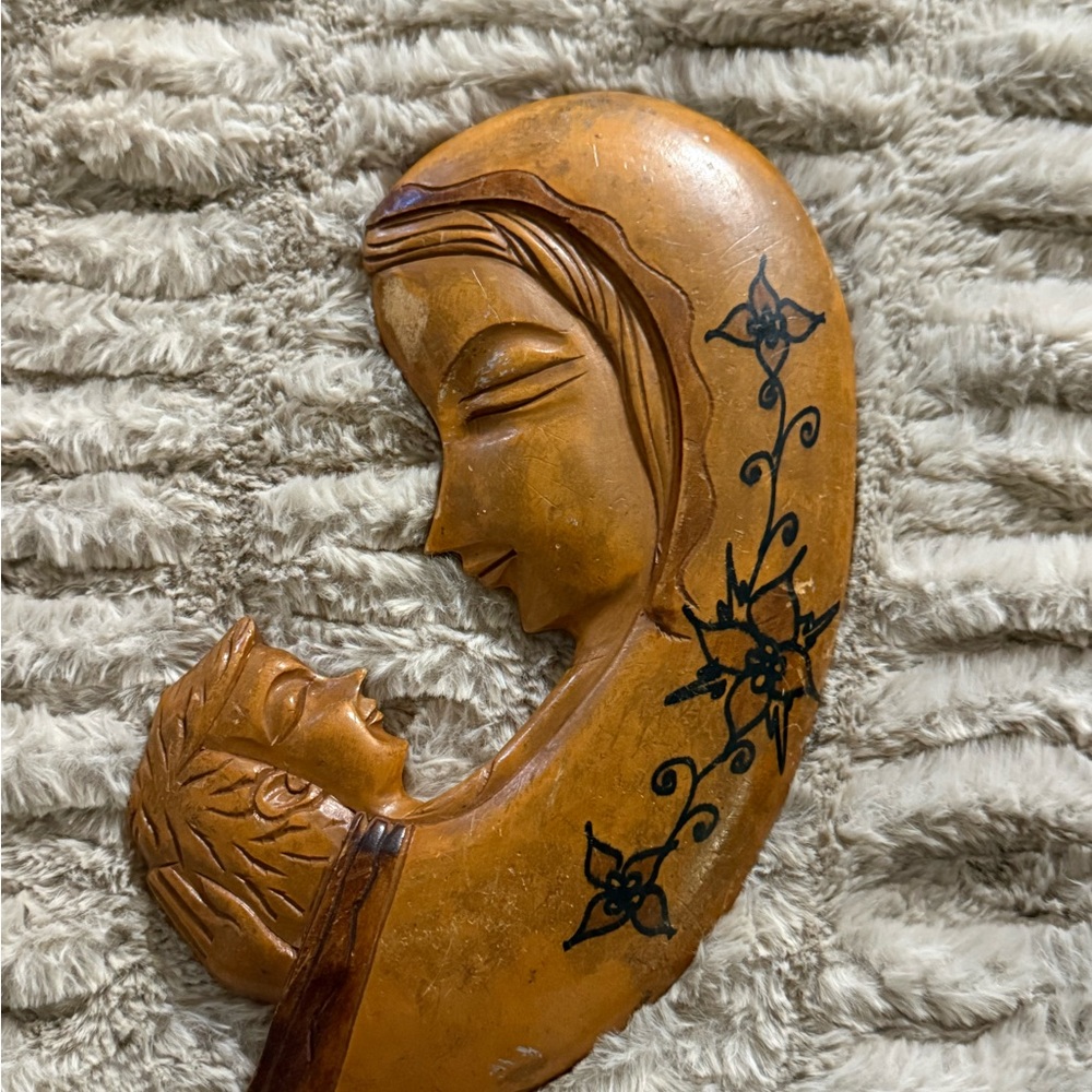 Wooden Mother and child wall art